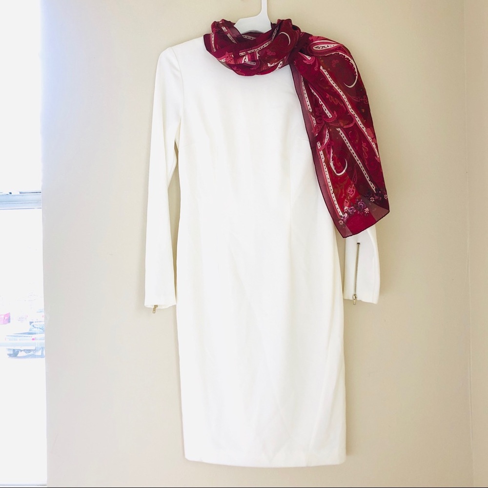 White dress with zipper long sleeves